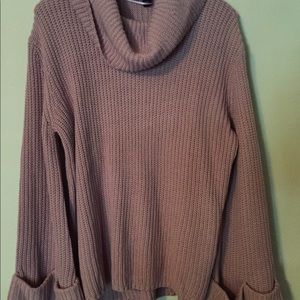 LANE BRYANT LAVENDER FLARED SLEEVES COWL NECK KNIT PULLOVER SWEATER 14-16